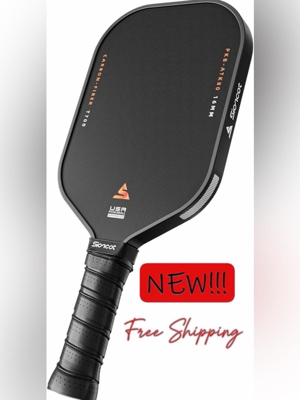 Sioncot Carbon Fiber Black Pickleball Paddle - Black